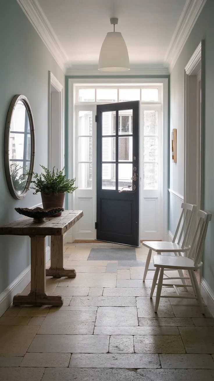 Step into the charm of this modern French country entryway, where rustic elegance meets contemporary style.  The perfect blend of French farmhouse and country style decor creates a welcoming and inviting atmosphere.