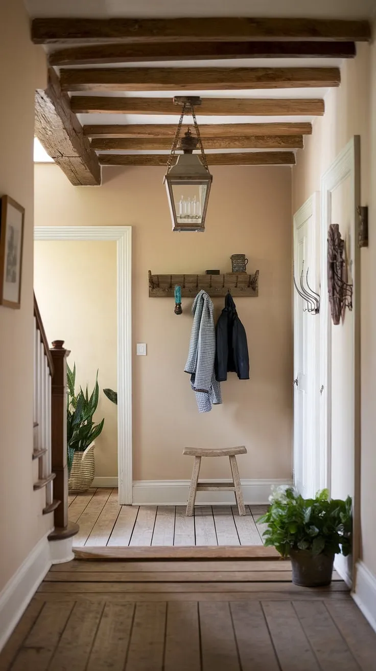 Step into the charm of this modern French country entryway, where farmhouse style meets contemporary elegance.  The perfect blend of rustic and refined creates a welcoming space.