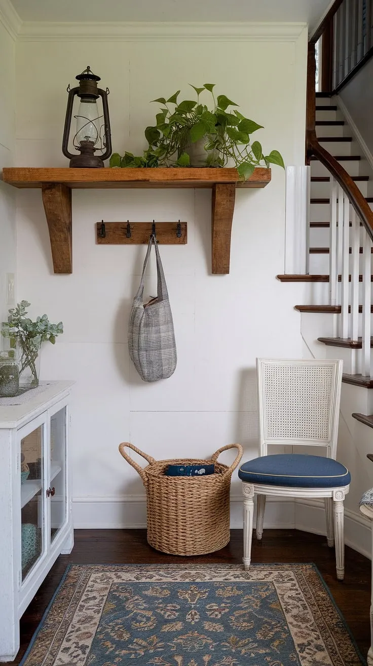 This French country entryway effortlessly combines the rustic appeal of a French farmhouse with the clean lines of modern French country decor. A country style entryway redefined for today's home.