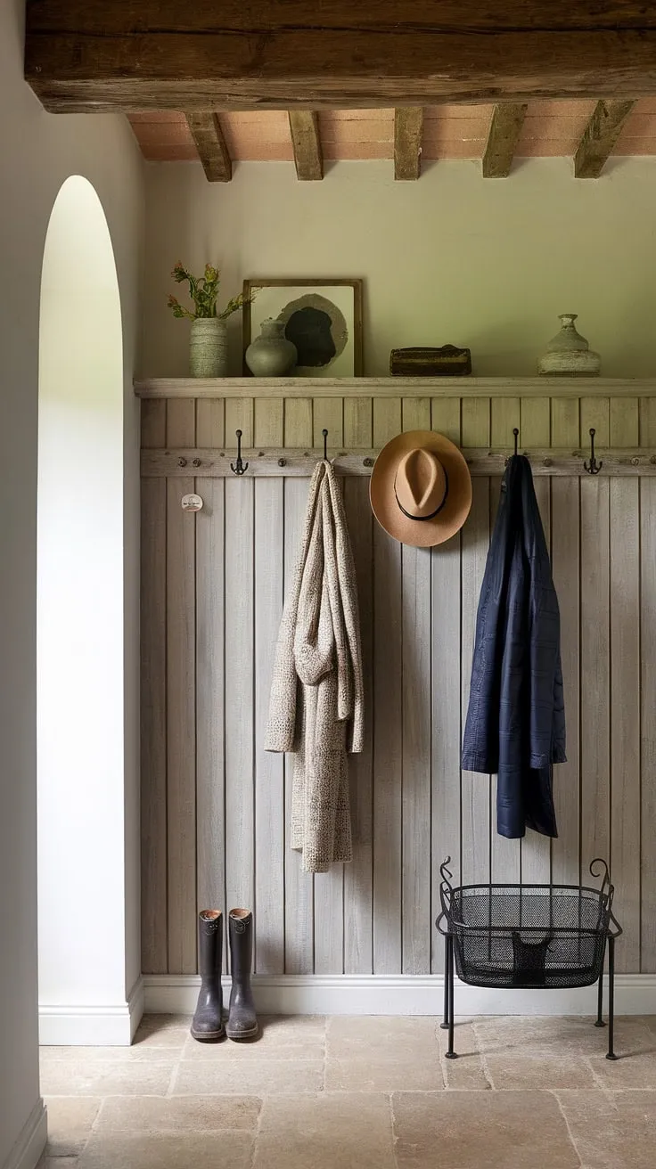 Step into effortless charm. This modern French country entryway, blending the rustic appeal of a French farmhouse with contemporary elegance, sets the tone for the entire home.  The perfect balance of country style and sophisticated design.