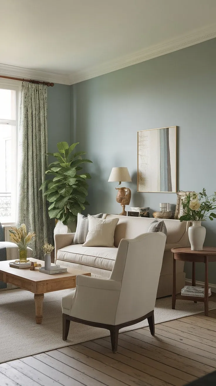 This small French country home boasts charming French cottage living room, showcasing the best of French country interiors and country style decor.  The effortless blend of French farmhouse decor and French country style creates a cozy and inviting atmosphere.