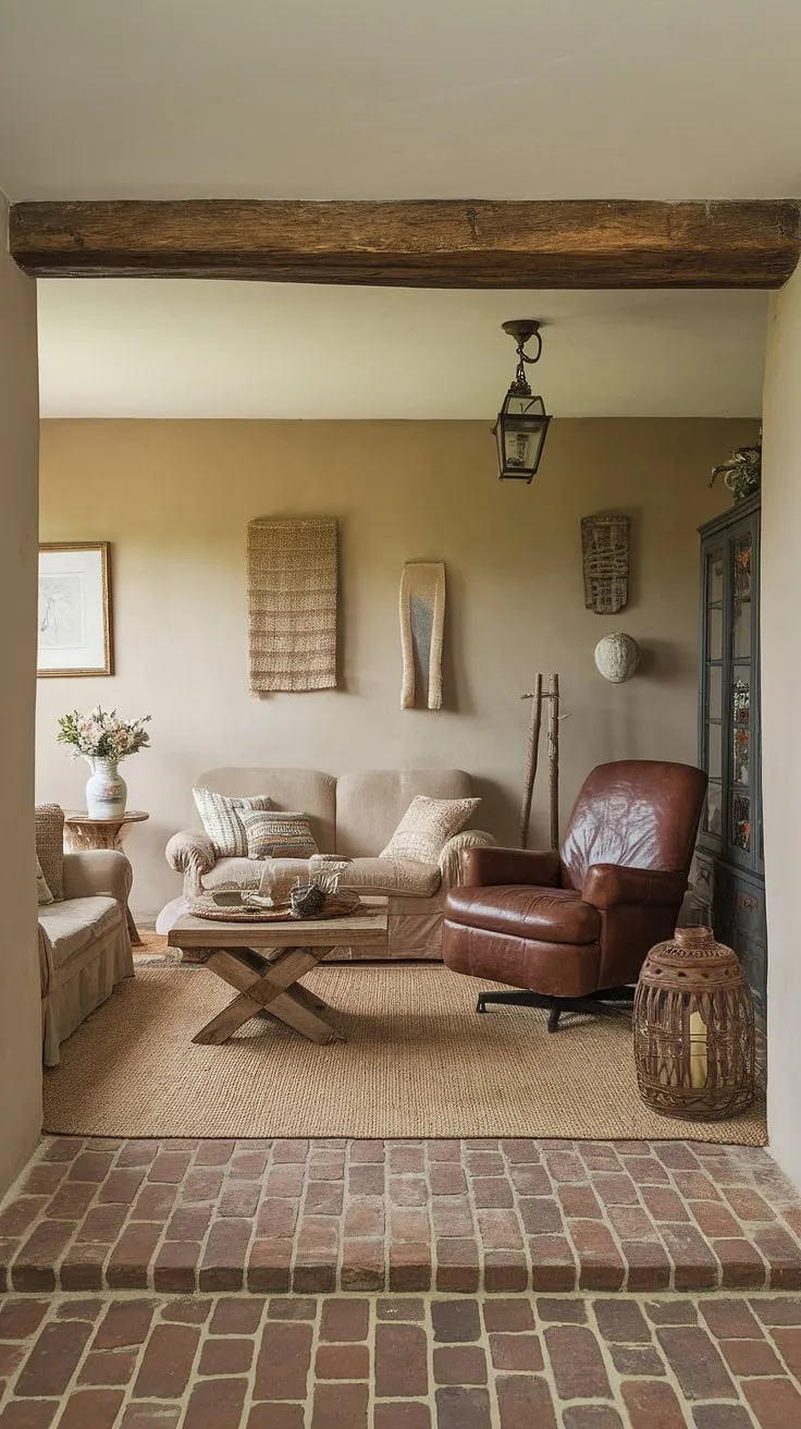 This small French country home boasts the charm of French cottage living room, showcasing the best of French country interiors and country style decor.  The space perfectly embodies French farmhouse decor and French country style.