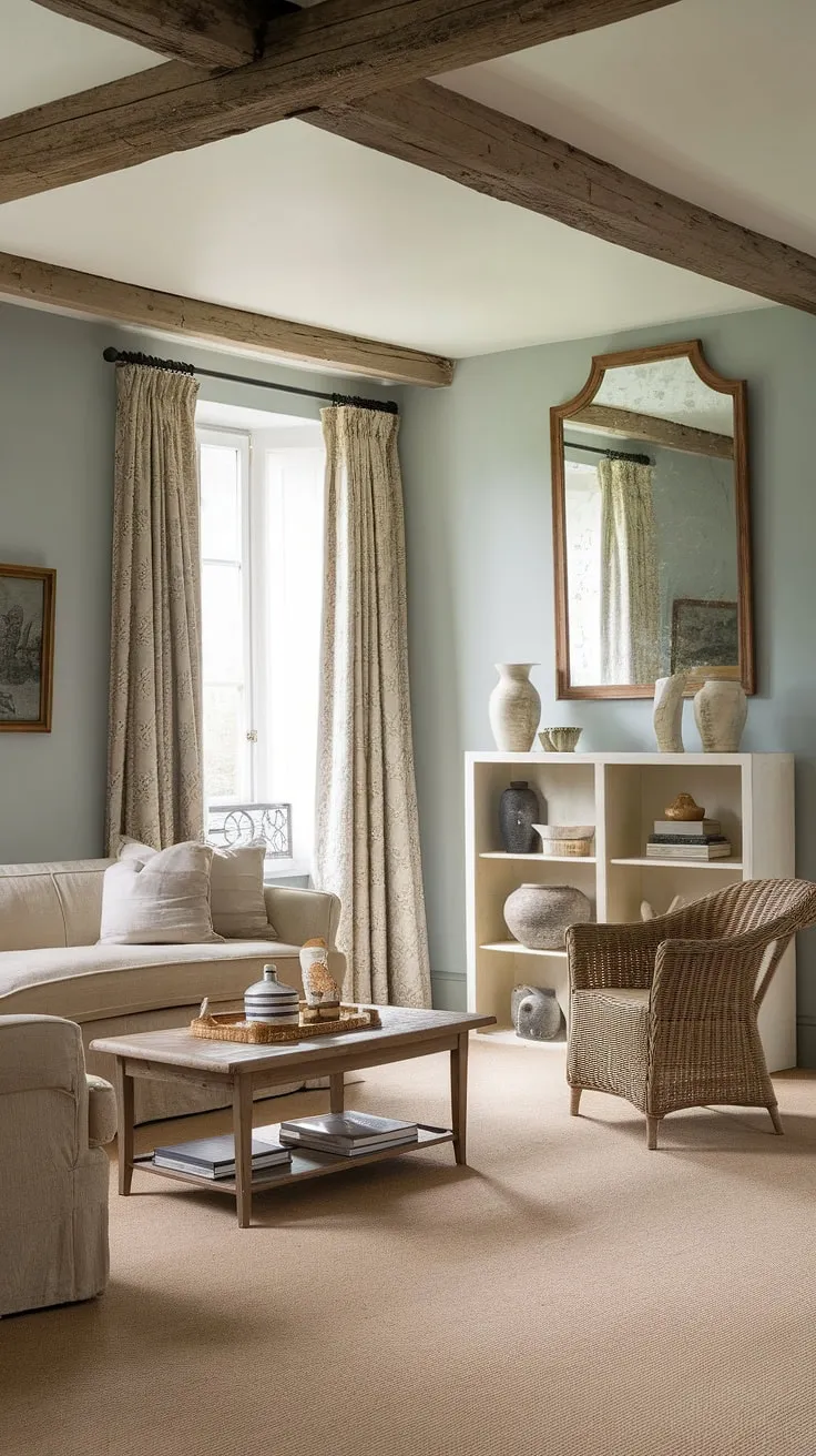 This French cottage living room showcases the beauty of French country interiors in a small French country home.  The delightful blend of French country style and French farmhouse decor creates a space that's both inviting and sophisticated, a true testament to country style decor.