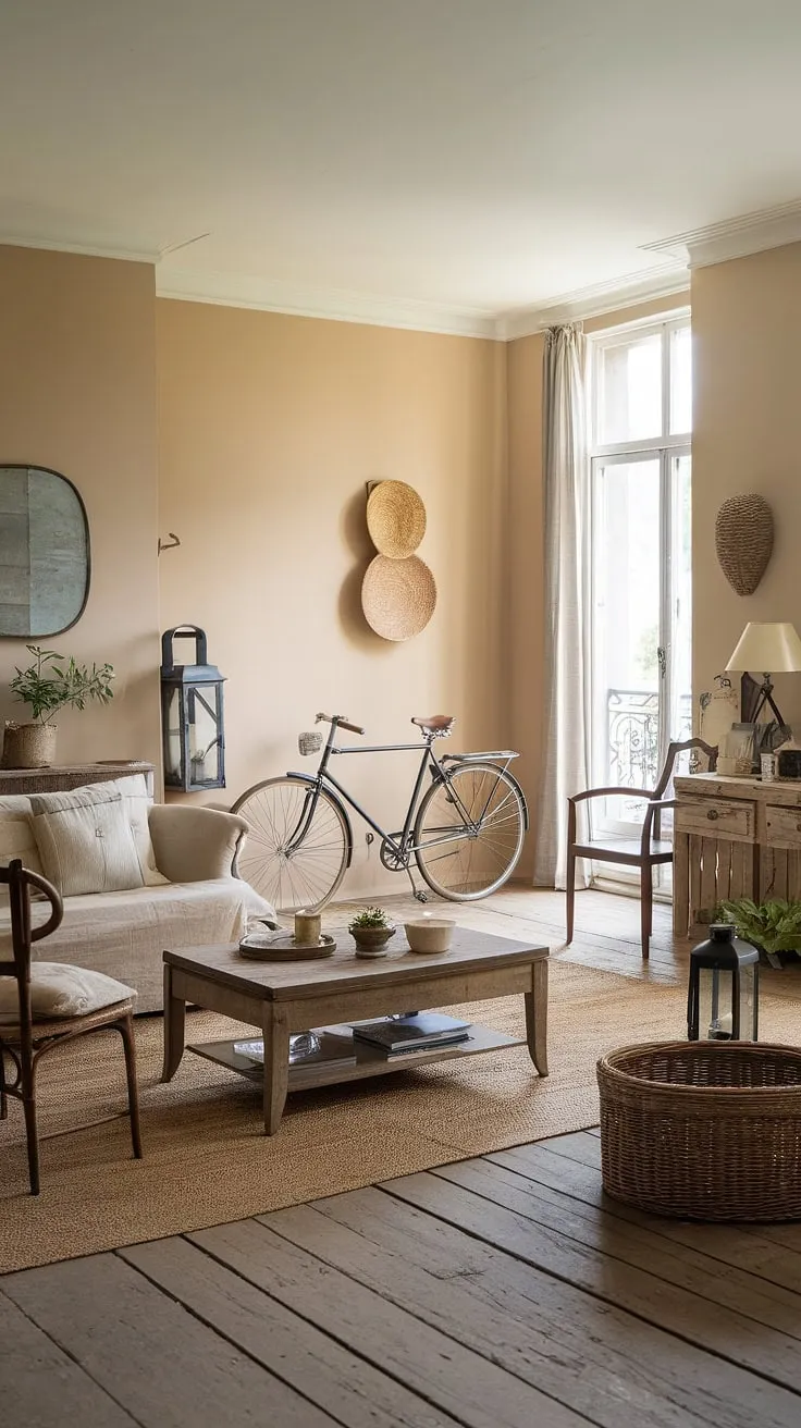 Step inside this charming small French country home, where French country style meets cozy comfort.  The French cottage living room embodies the essence of French farmhouse decor and country style decor, creating a truly inviting French country interiors space.