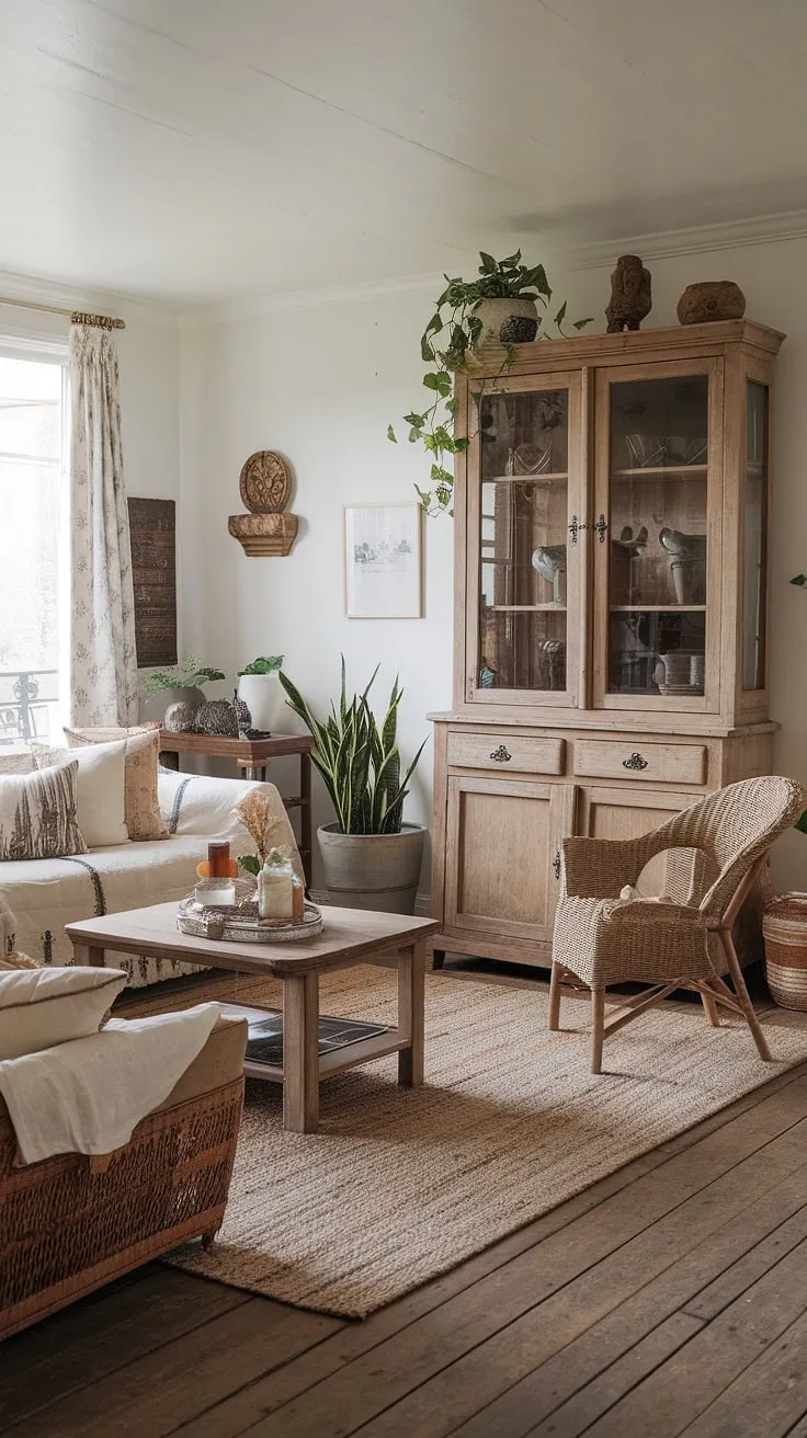 This small French country home boasts charming French cottage living room, showcasing the best of French country interiors and country style decor.  The quintessential French farmhouse decor creates a cozy and inviting atmosphere.