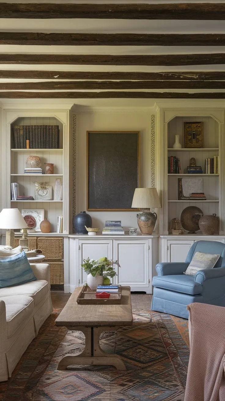 Dreaming of a cozy escape? This small French country home embodies the charm of French cottage living room style, blending rustic French farmhouse decor with elegant country style decor.  The result is a space that perfectly captures the essence of French country interiors.