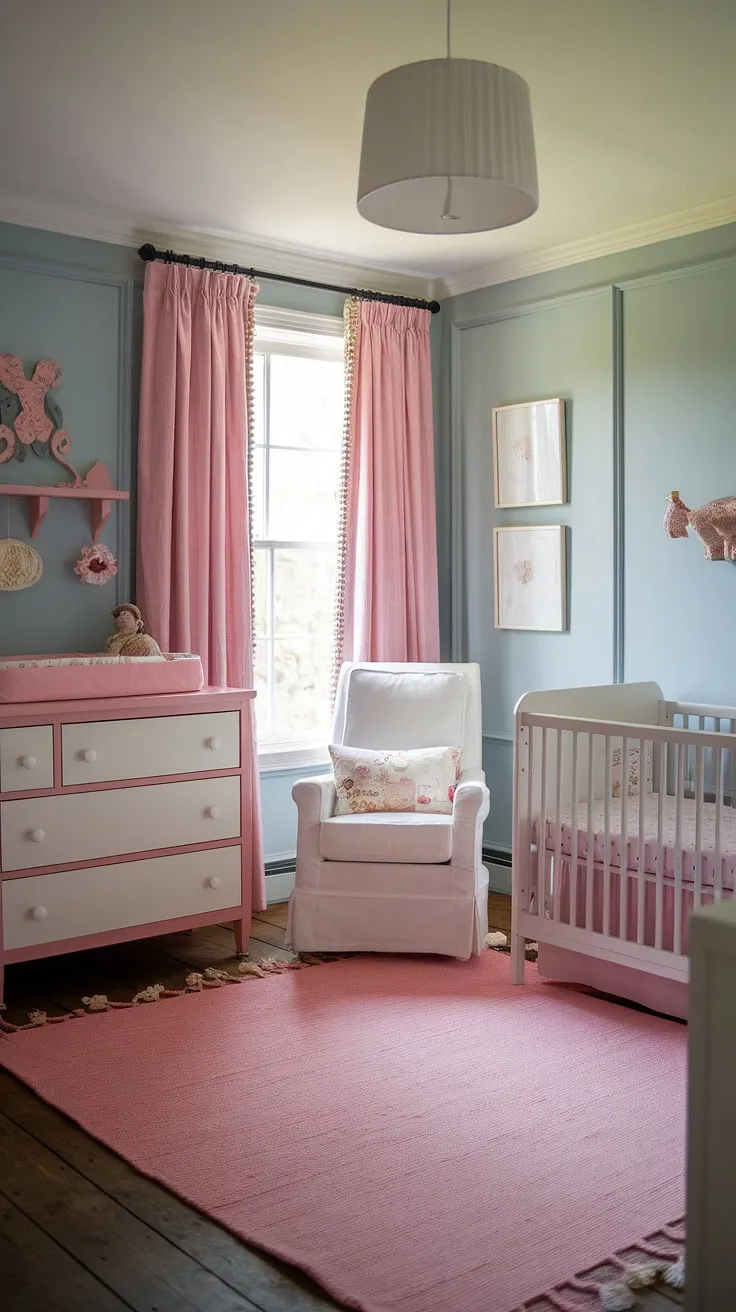 Create a serene and stylish haven for your little one with this French Country nursery design.  This baby girl's room showcases beautiful girl nursery ideas, perfect for nursery inspiration for girls.  The thoughtful nursery organization ensures a calm and functional space, making it a top choice for baby room themes and a source of inspiration for all your baby nursery needs.
