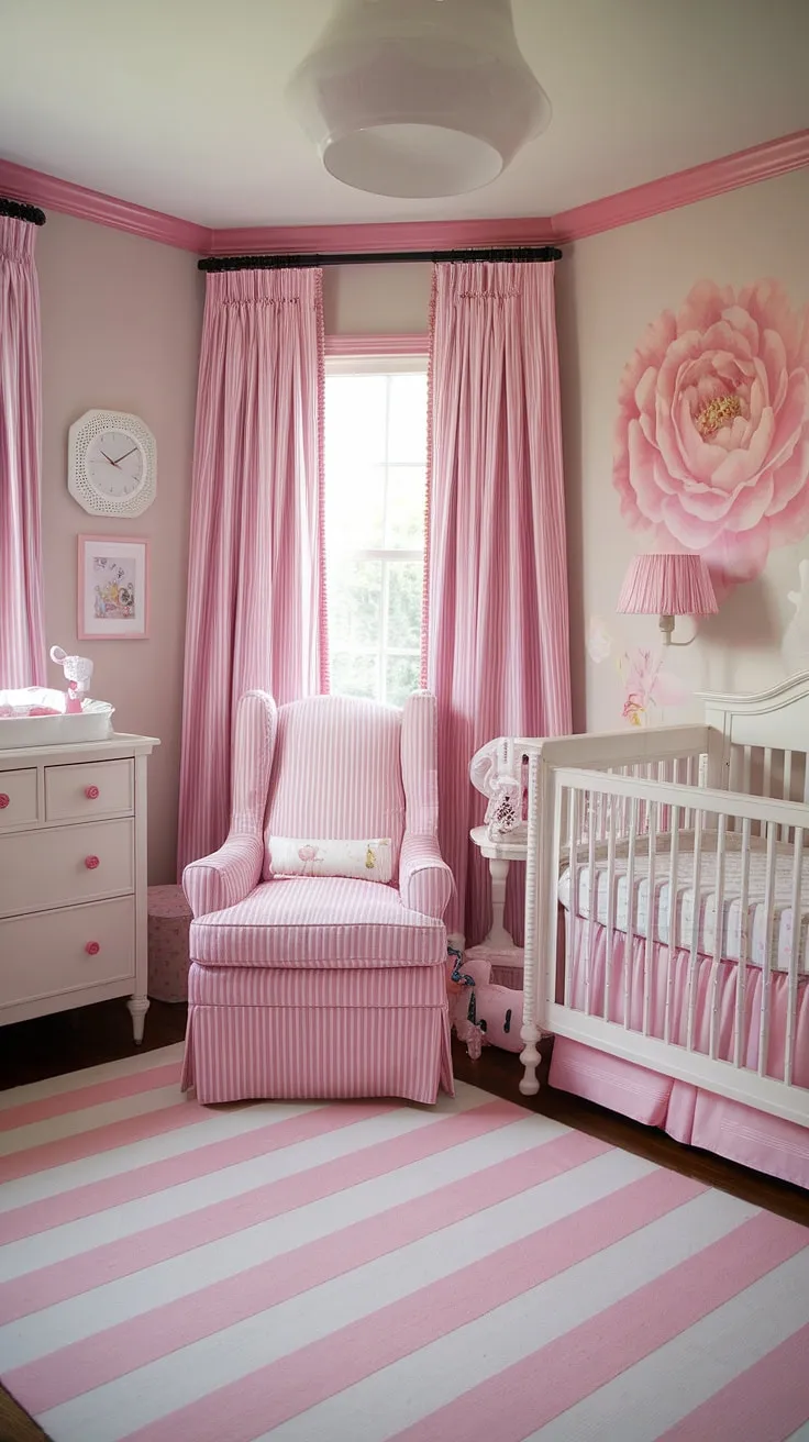 Dreamy French Country Nursery: This baby girl's room is brimming with girly nursery themes and offers plenty of baby nursery inspiration for creating a perfectly organized space.  Find more baby room themes and girl nursery ideas for your little one's haven.