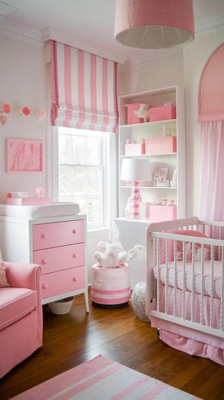 Dreaming of a French Country nursery for your little one? This charming space offers a wealth of baby girl nursery ideas, showcasing a delicate balance of girly nursery themes and practical nursery organization.  Find inspiration for your baby girl's room with this beautiful example of baby nursery inspiration and nursery inspiration for girls.  The perfect blend of baby room themes and girl nursery ideas awaits.