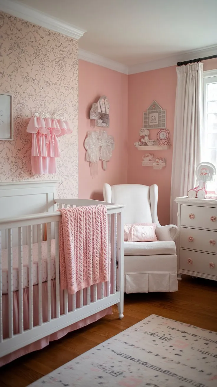 Create a charming French Country nursery for your baby girl. This space showcases beautiful girl nursery ideas, offering a blend of style and practicality.  Get inspired for your own baby girl's room with these nursery inspiration for girls and baby room themes, including clever nursery organization tips.