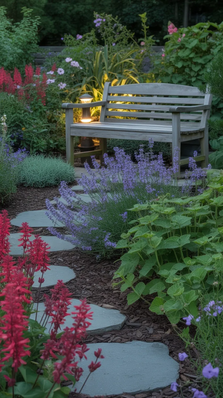Lavender-Lined Path to a Cozy Garden Retreat