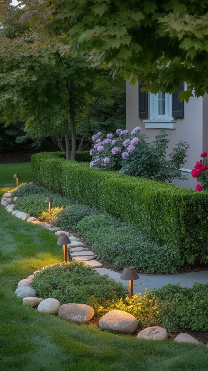 Sunlit Garden Retreat of Lavender, Roses and Sculpted Boxwood