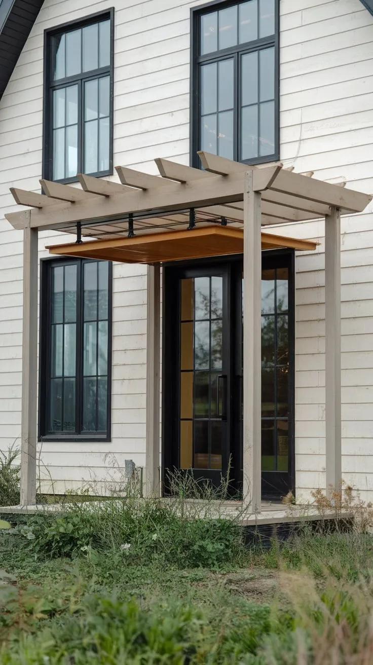 Chic Pergola Awning Enhancing Curb Appeal