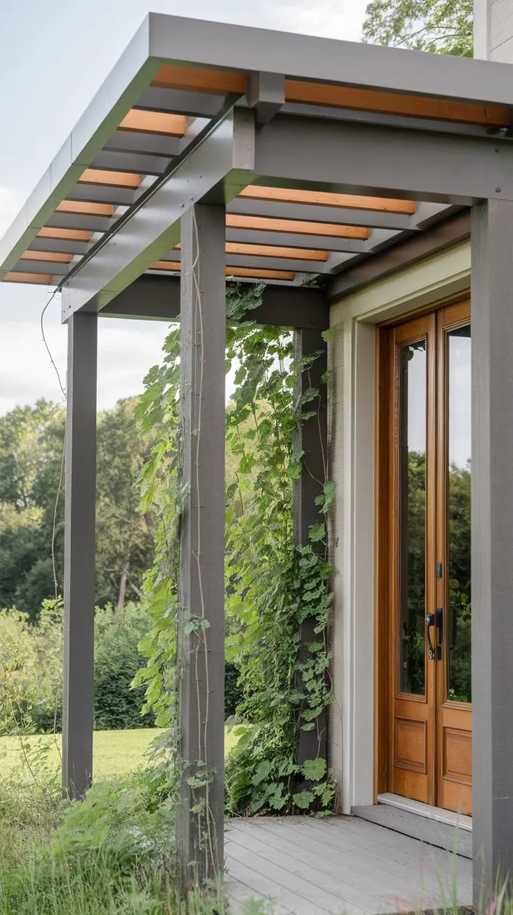 Charming Front Porch Awning with Modern Pergola