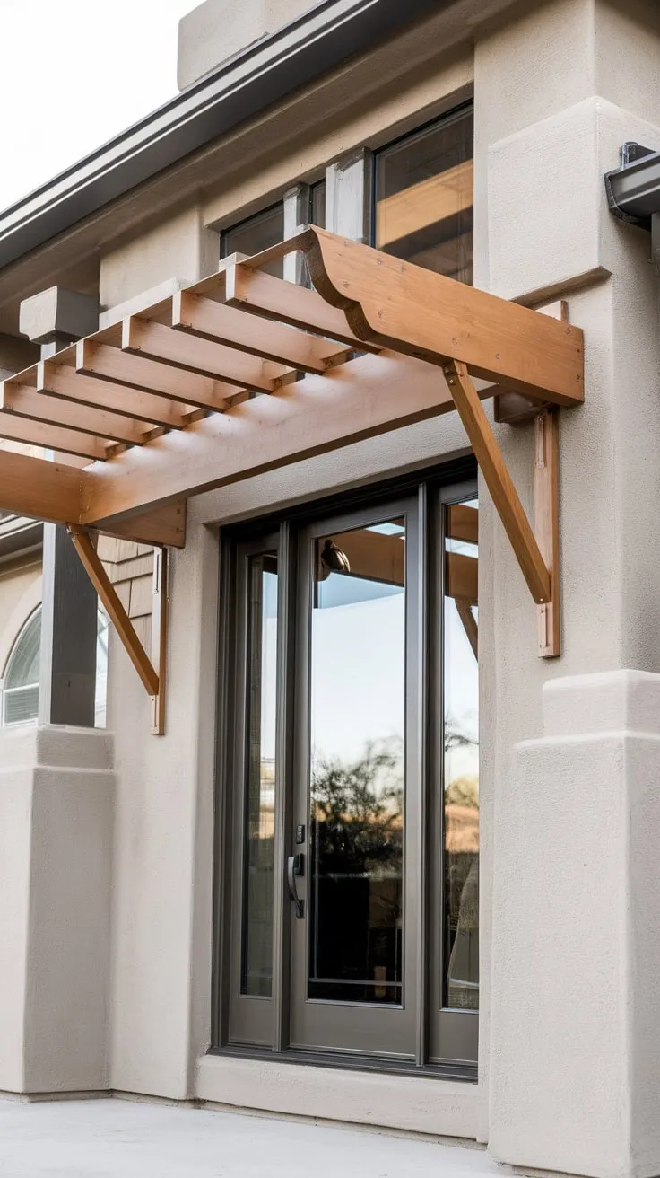 Sleek Front Porch Awning Enhances Modern Entryway
