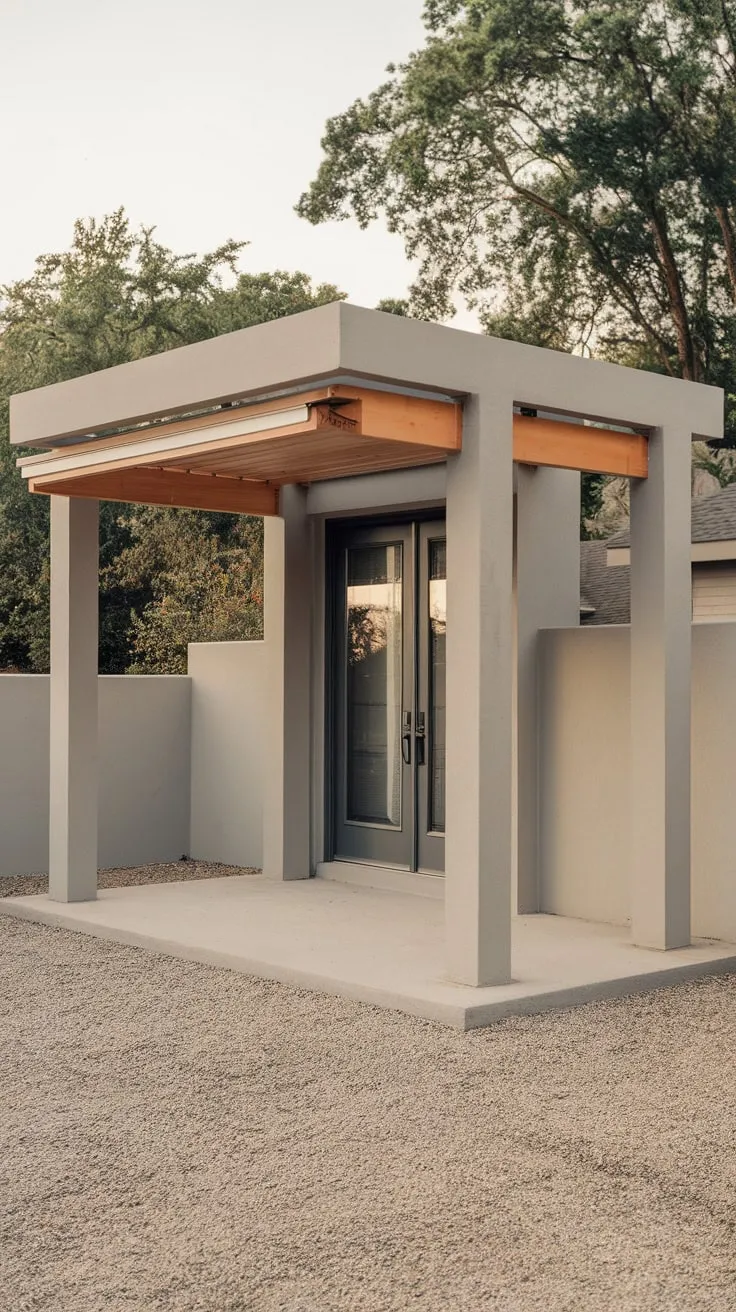Stylish Front Porch Awning with Modern Pergola Design