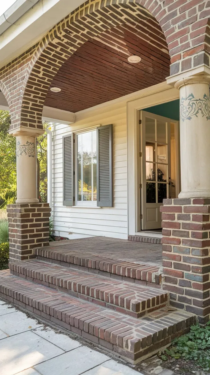 Elegant Porch Design with Lush Greenery Backdrop