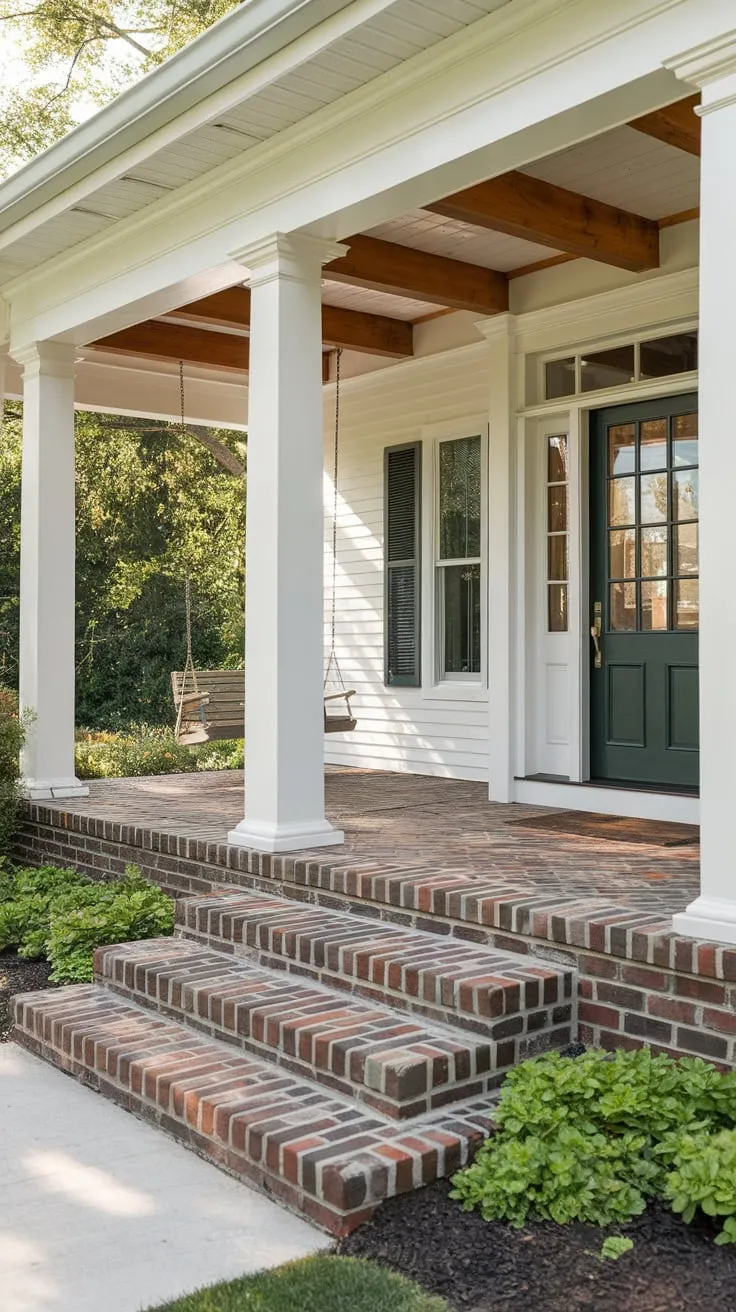 Charming Front Porch Makeover with Wooden Beams