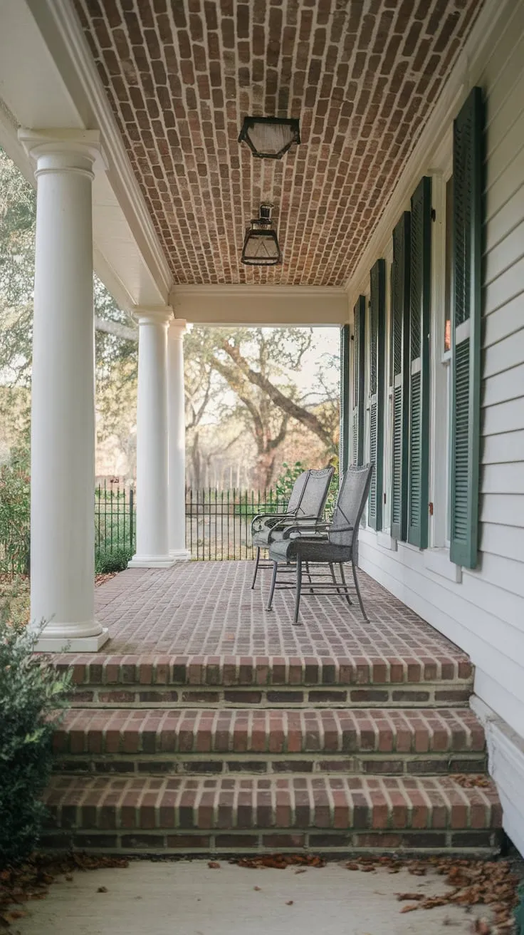 Inviting Brick-Ceiling Porch Surrounded by Nature