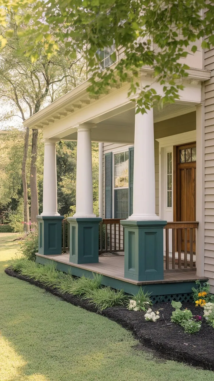 Charming Front Porch with Striking Columns