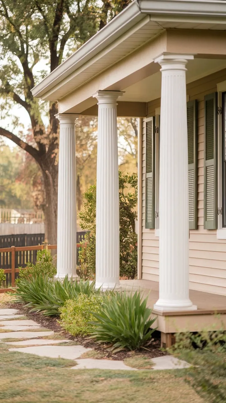 Charming Front Porch with Vinyl-Wrapped Columns