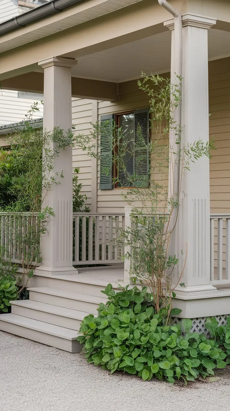 Inviting Porch Scene Featuring Elegant White Columns