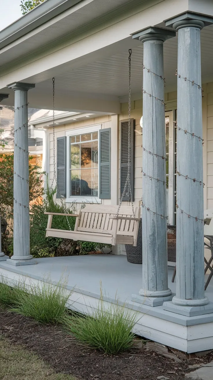 Charming Front Porch with Stylish Columns