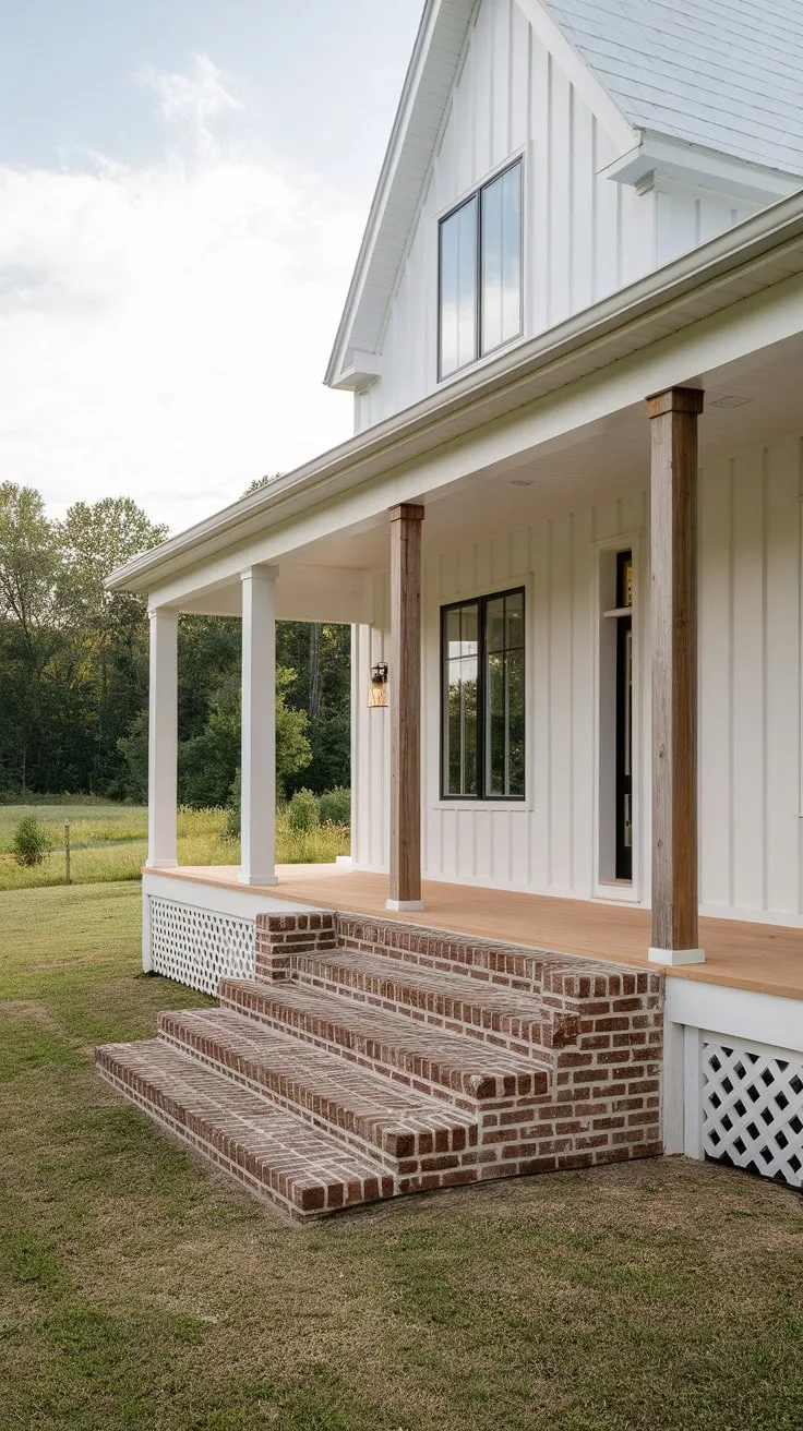 Stylish White Farmhouse Embraced by Nature's Beauty