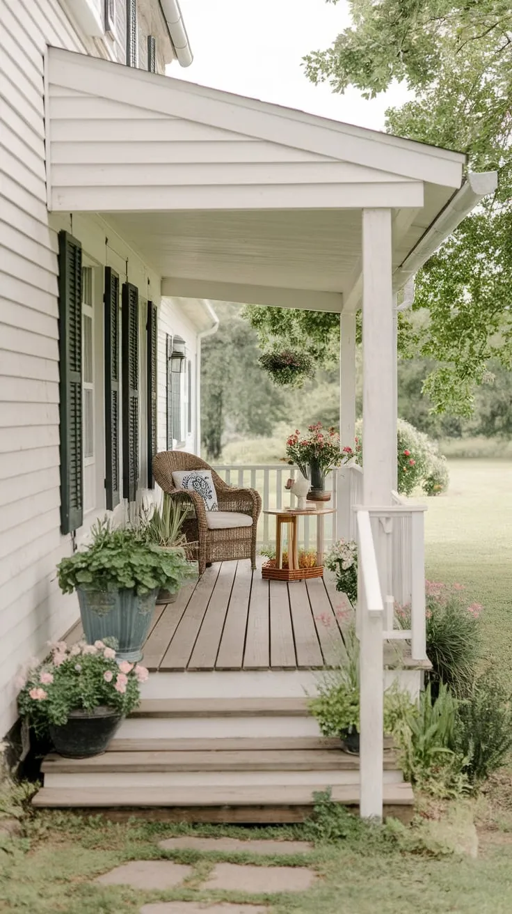 Serene Farmhouse Entryway with Summer Decor