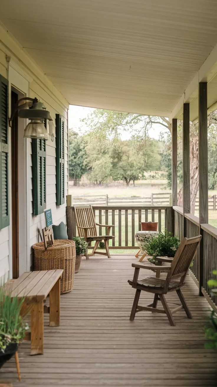 Rustic Entryway with Vintage Touches and Serene Views