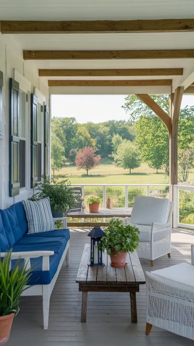 Cozy Front Porch Oasis Surrounded by Nature