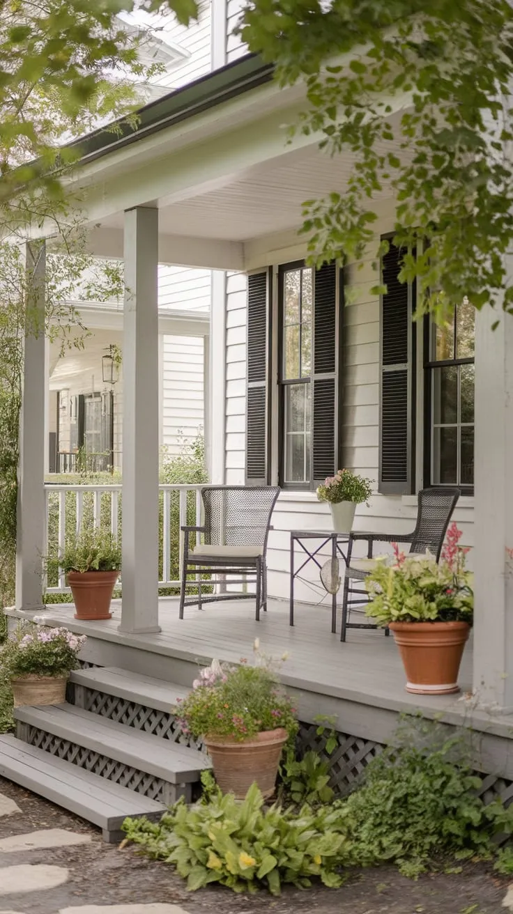Inviting Veranda with Floral Touches and Farmhouse Flair