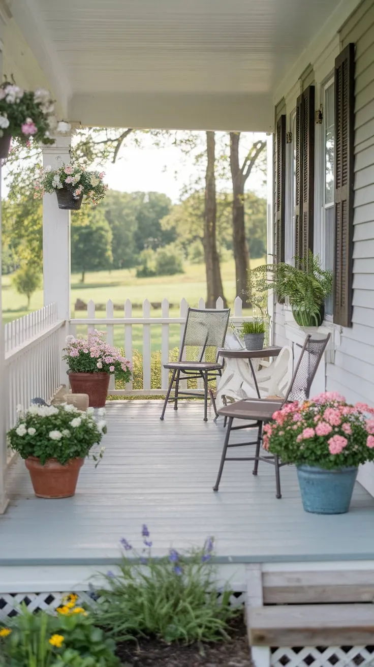 Charming Summer Decor on a Farmhouse Porch