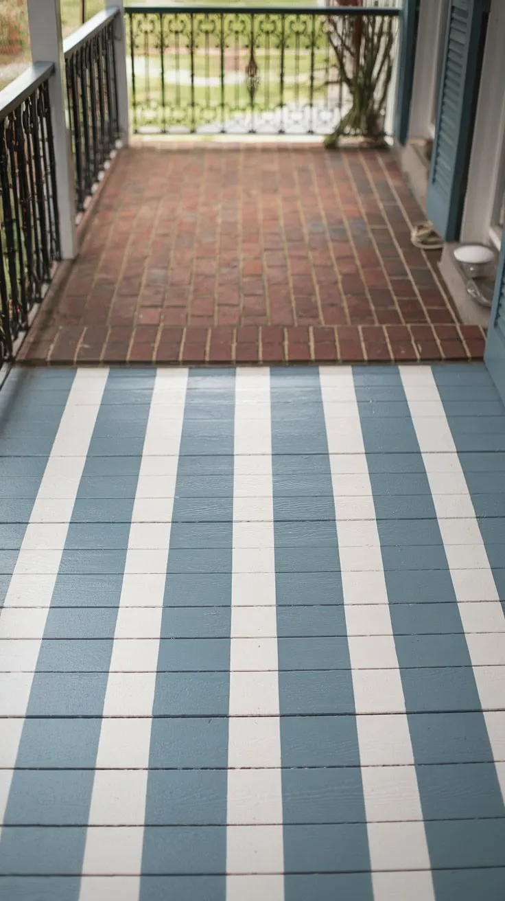 Vintage Vibes on a Striped Front Porch Floor