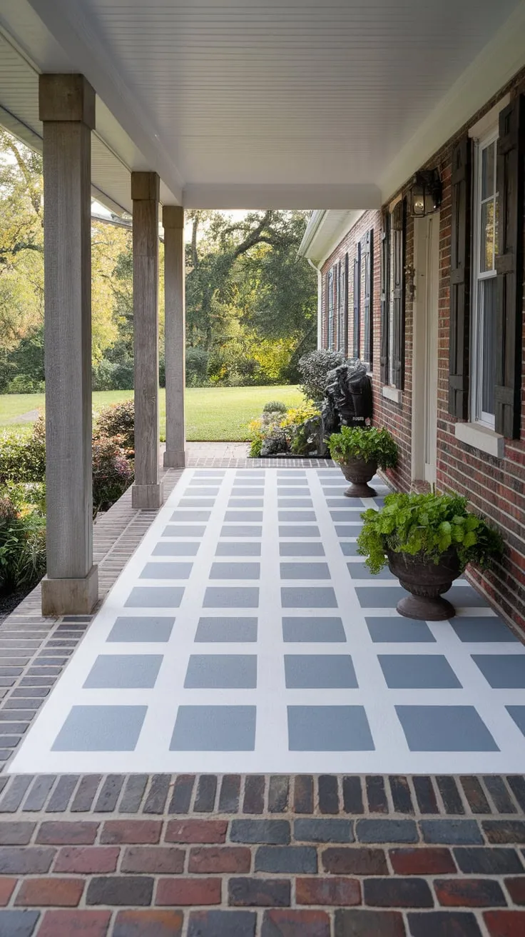 Modern Makeover: A Chic Painted Porch Floor and Lush Garden Retreat