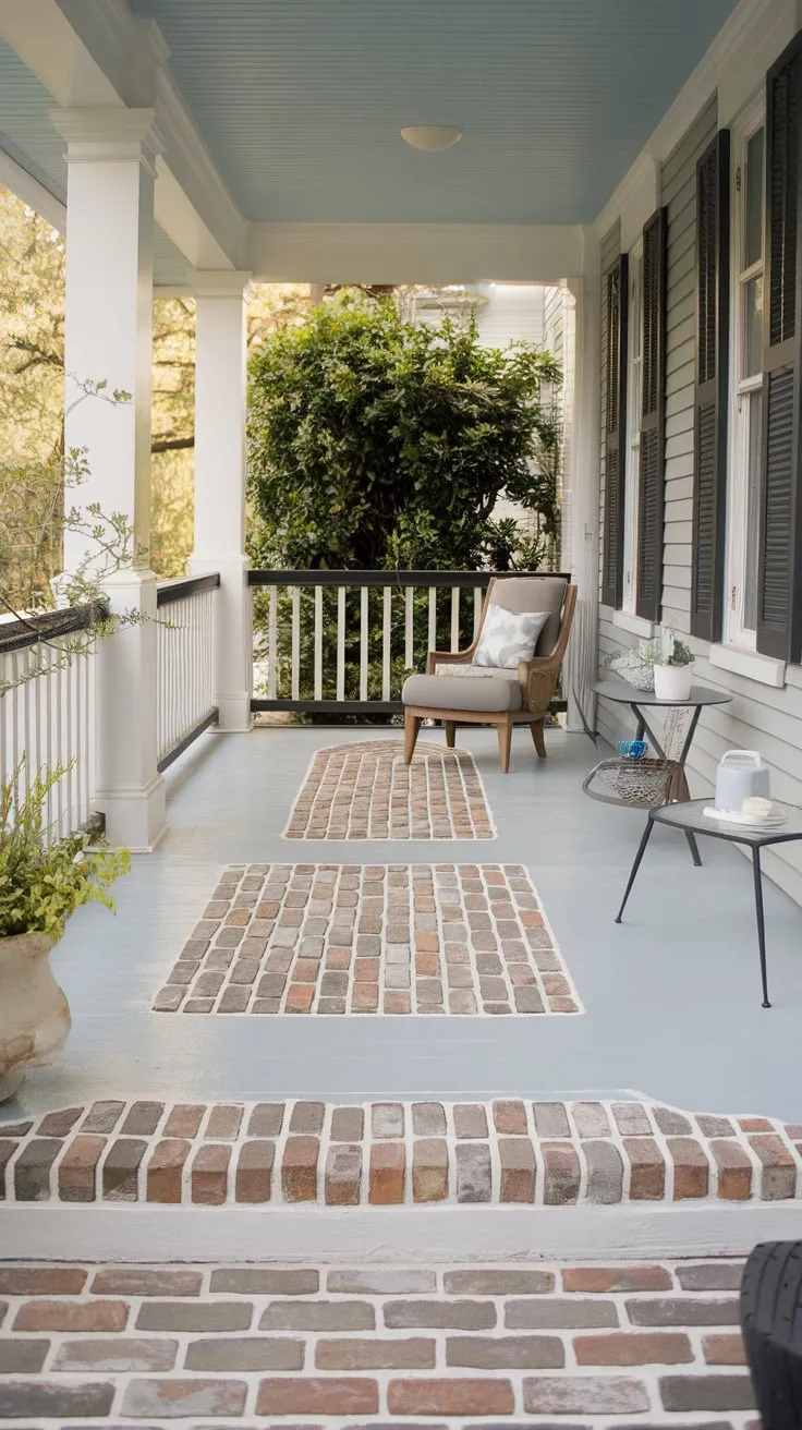 Stylish Grey Concrete with White Brick Walkway