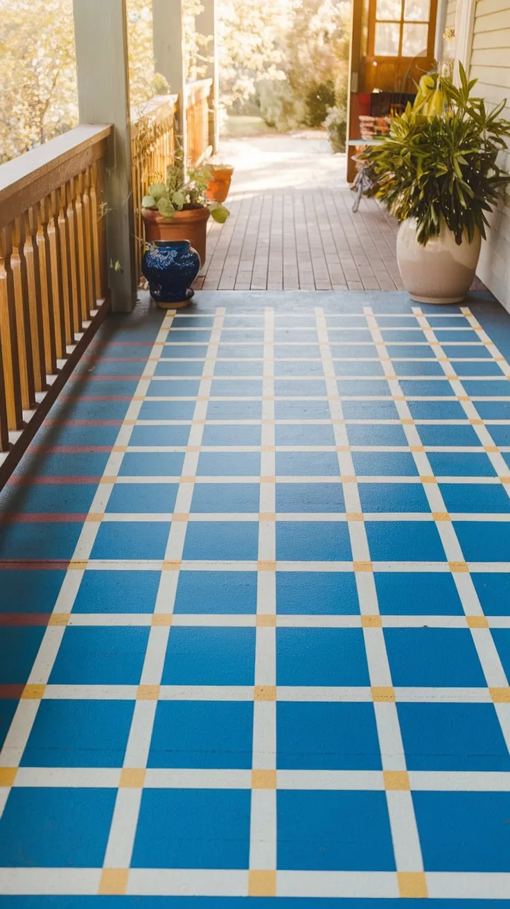 Sunny Porch Oasis with Patterned Flooring