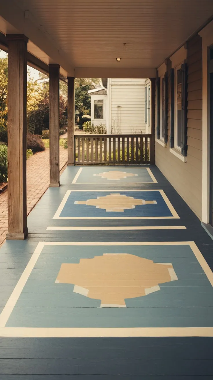 Inviting Porch Oasis with Blue and White Patterns