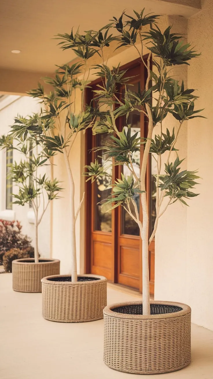 Charming Wicker Planters Transforming Your Front Porch