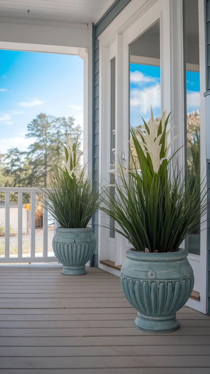 Stylish Planters Brighten Up a Welcoming Front Porch