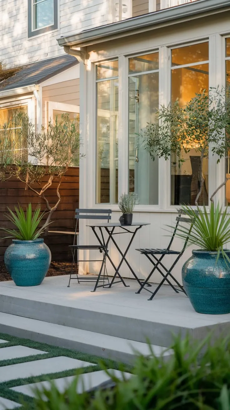 Charming Front Porch Pots Brighten a Modern Patio