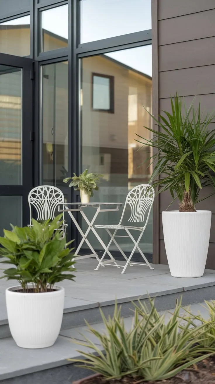 Stylish Patio Vibes with Greenery and White Accents