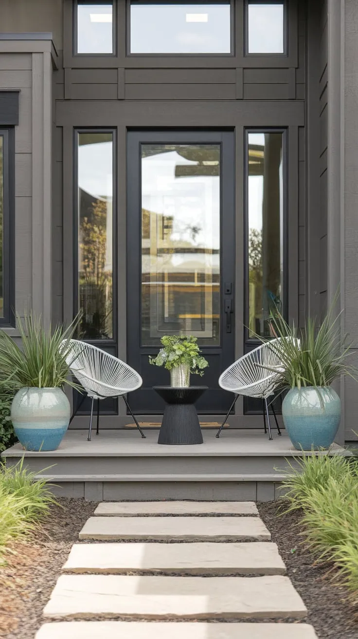 Modern Entryway Enhanced by Stylish Pots
