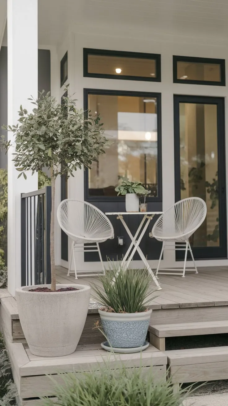 Charming Front Porch with Lush Pots