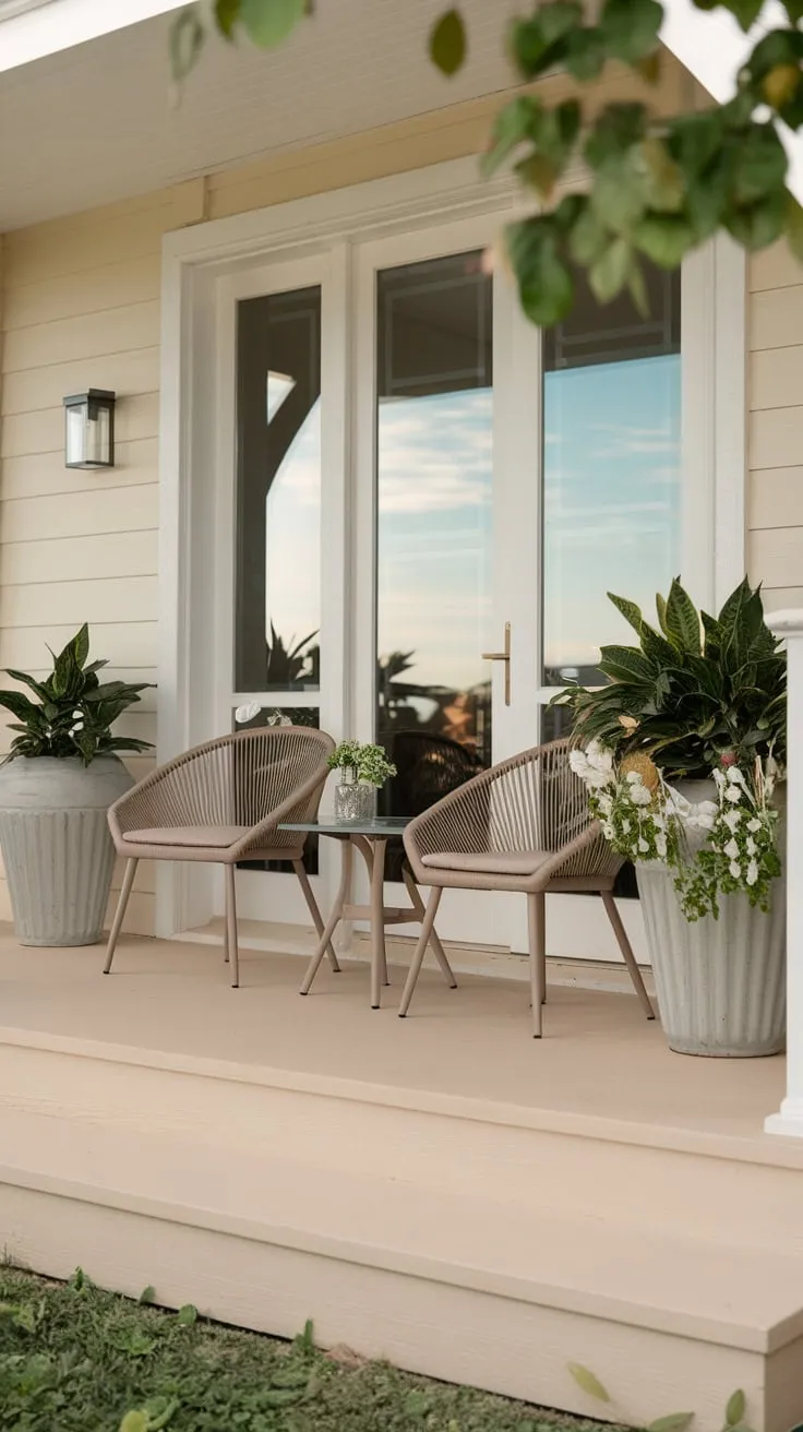 Cozy Patio Vibes Enhanced by Lush Front Porch Pots
