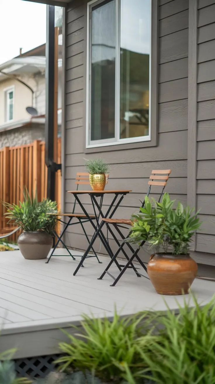 Cozy Vibes on a Stylish Front Porch with Potted Plants