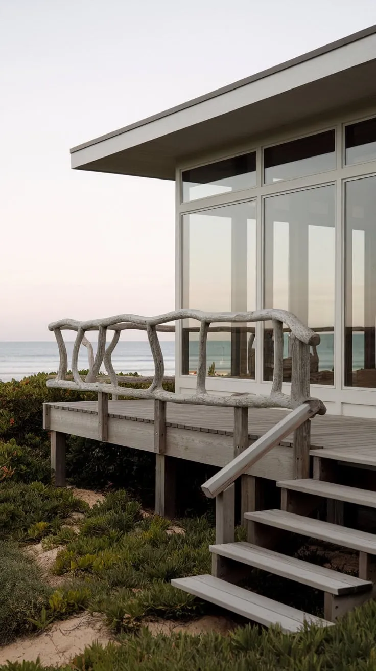 Chic Beach House with Unique Wooden Railing