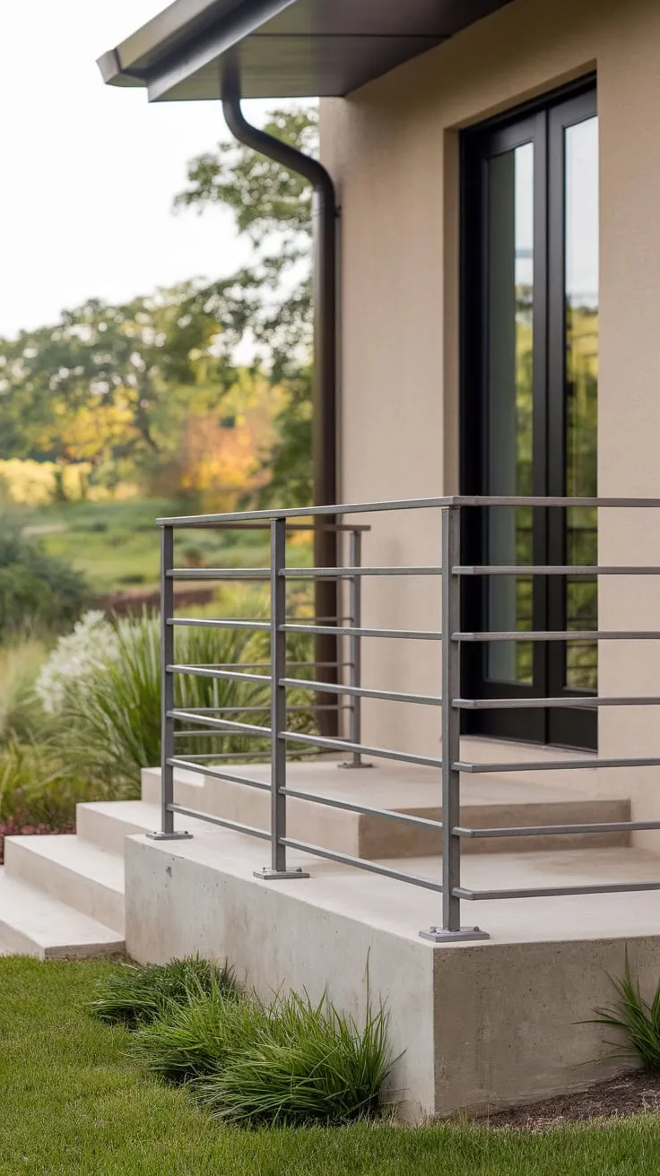 Chic Minimalist Railing Complements Contemporary Home Design