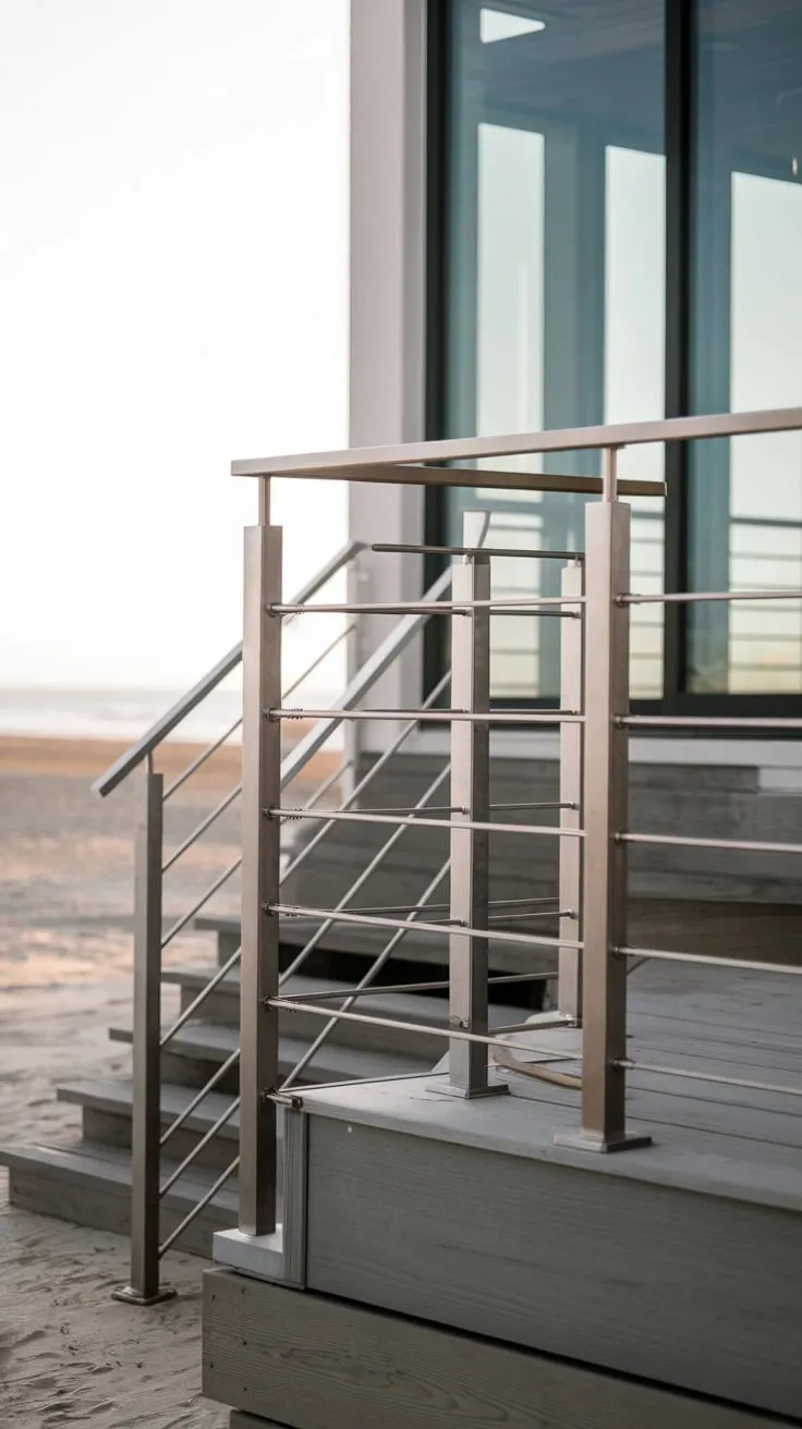 Modern Minimalist Railing Frames Ocean Views