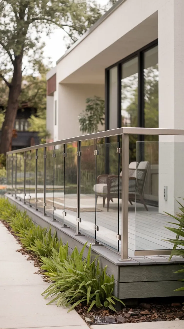 Modern Porch Perfection with Glass and Steel Railing